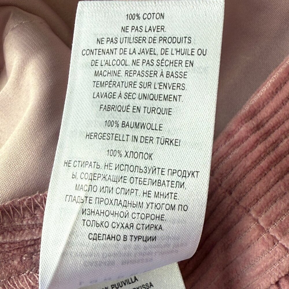 Ted Baker Pants Womens Size 1 Pink 100% Cotton Corduroy Wide Leg High Waist - Picture 4 of 9